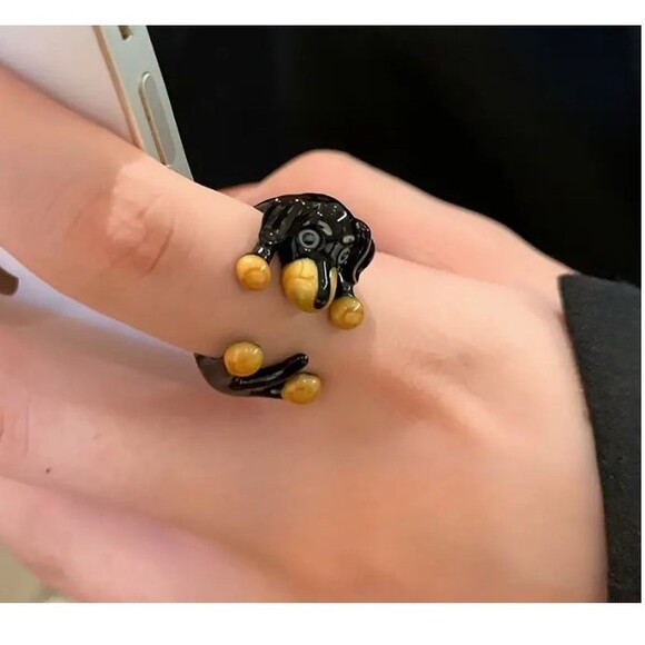 Adorable Wrap Around Adjustable Puppy Dog Ring - Picture 2 of 5